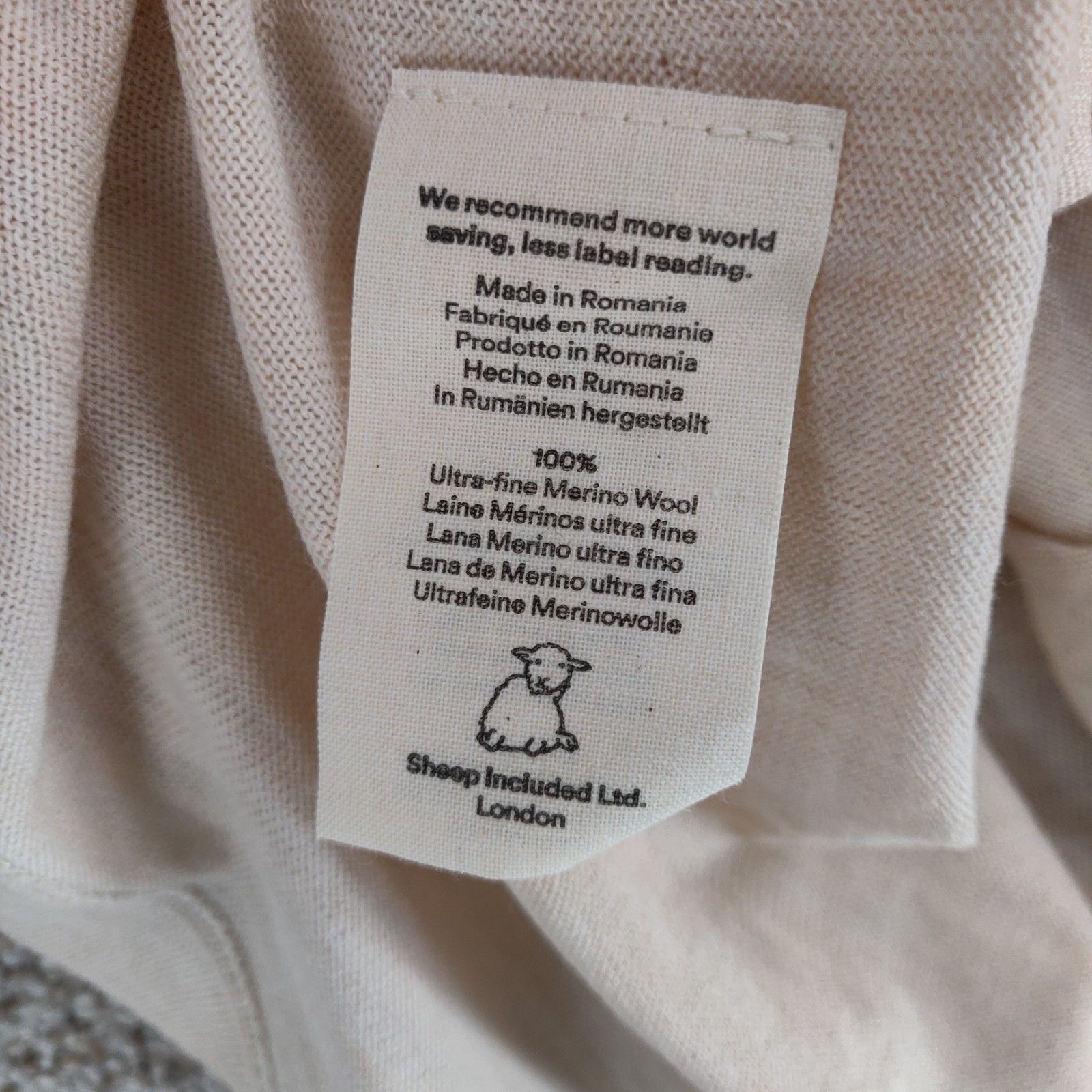 Sheep Inc Ultra-Fine Merino Wool Knit T-Shirt Mens Large Beige Short Sleeve gallery