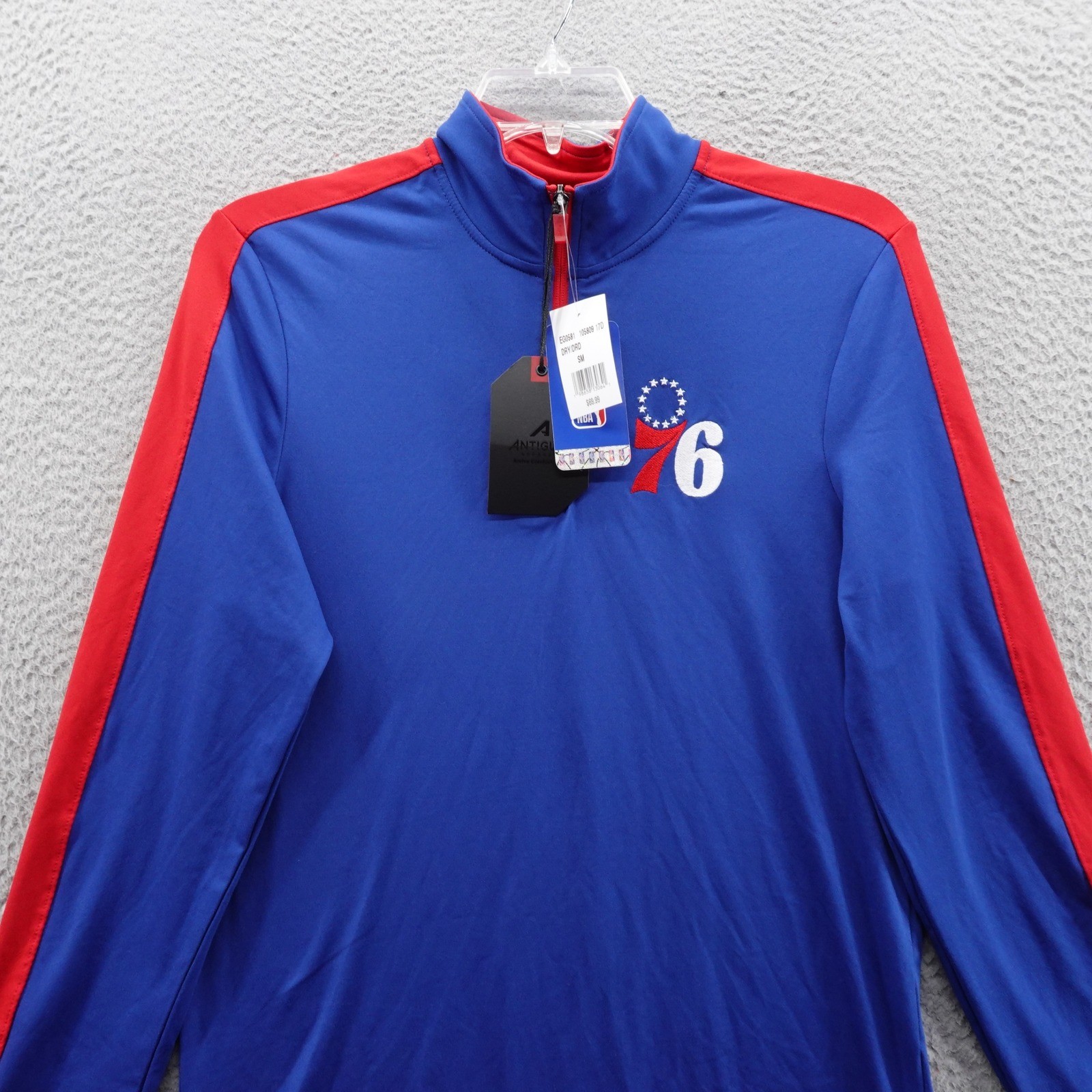 Antigua Philadelphia 76ers 1/4 Zip Mock Neck Shirt Small Blue Men NBA NWT gallery