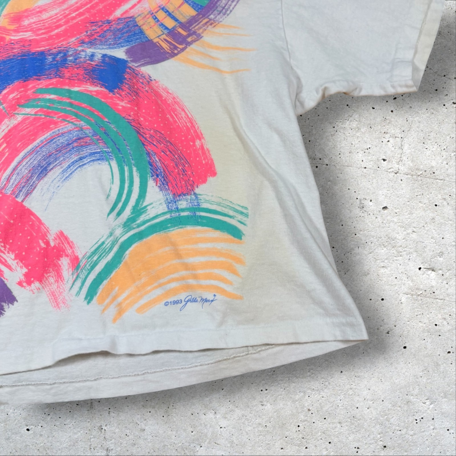 VTG 1993 Gilda Marx Abstract Brushstroke T Shirt Unisex OSFA Neon Art 90s USA gallery