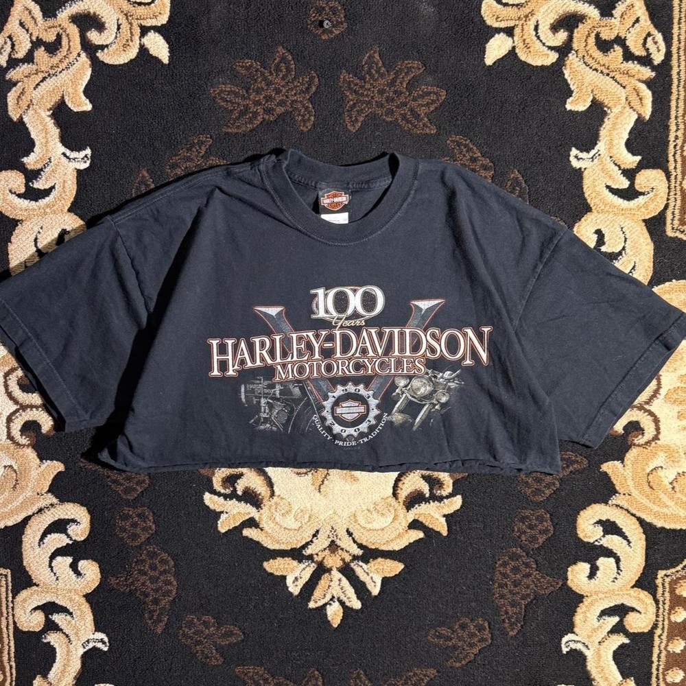 Y2K Cropped Harley Davidson tshirt