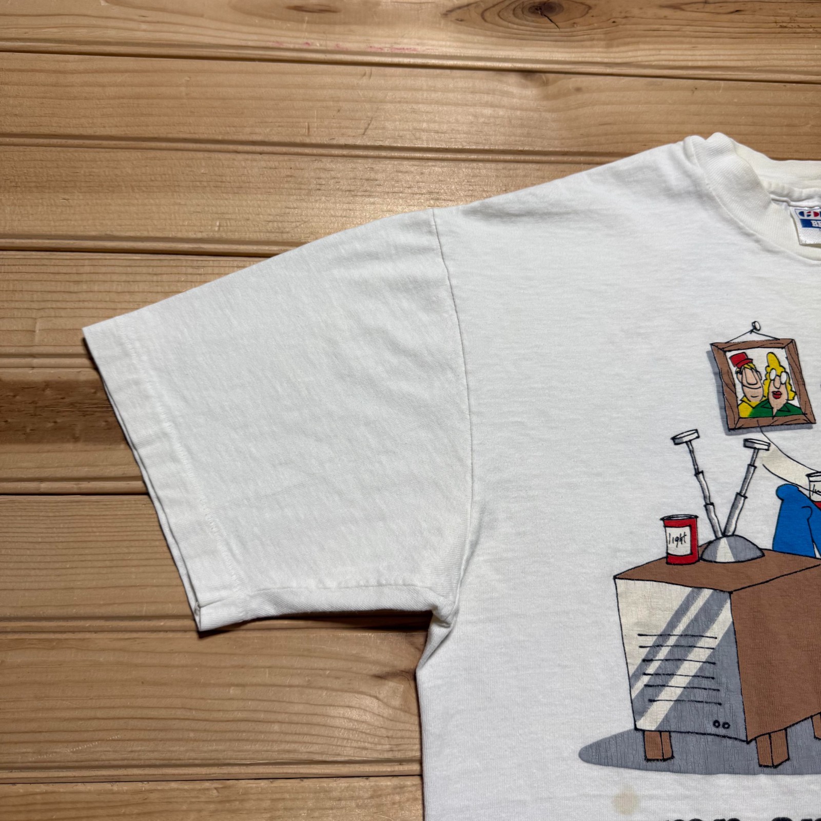 Vintage 80s 1989 Mr Armchair Athlete Cartoon Beer Funny Dad Core Shirt USA Large gallery