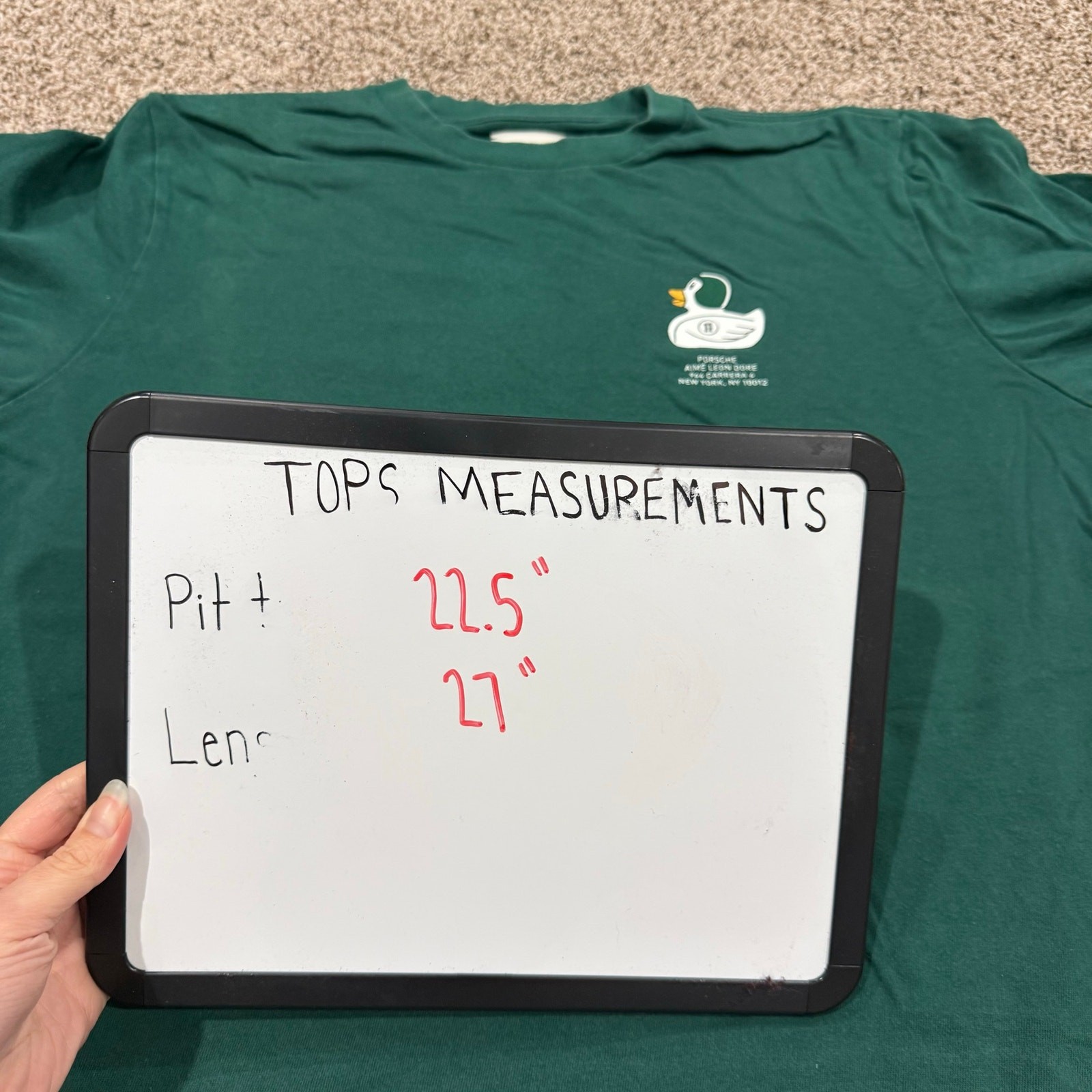 RARE Men's Green 2019 Aime Leon Dore x Porsche Duck Graphic Tee T Shirt Sz Med gallery