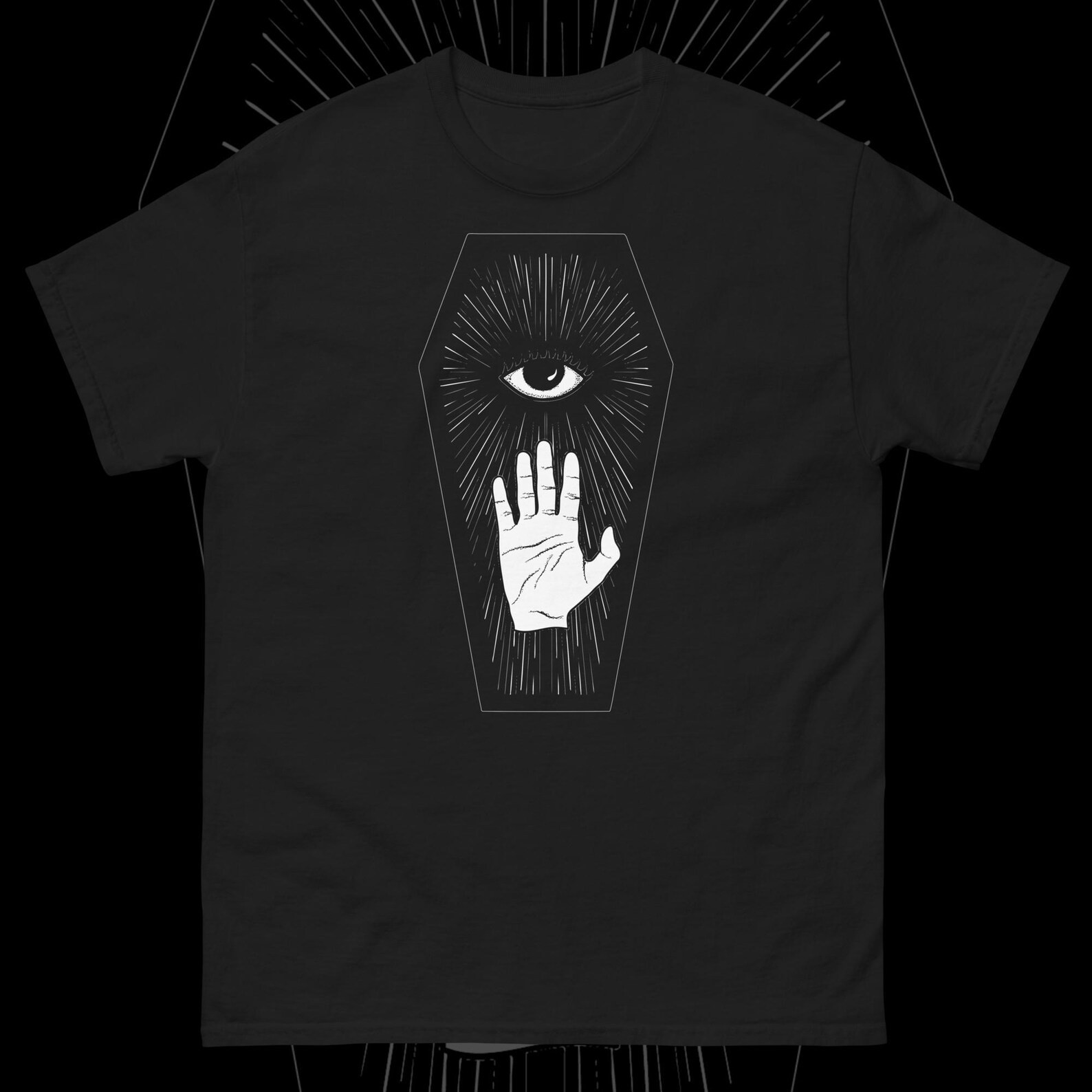 Coffin Club Shirt Gothic Occult Nu Goth Esoteric Tattoo Line Art Unisex Tee
