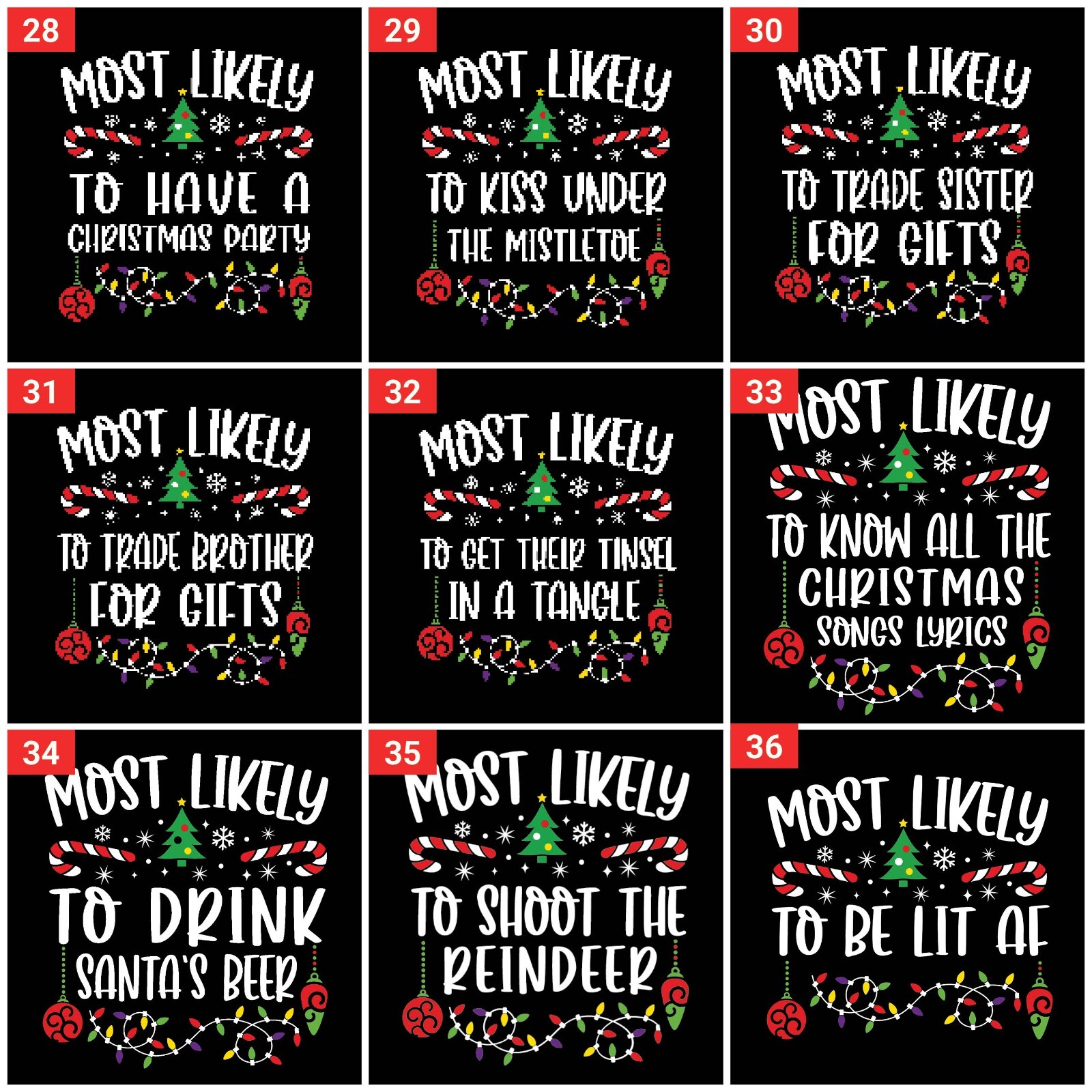 T-SHIRT (ML) Most Likely to Christmas Family Matching Shirt Costume Outfit gallery