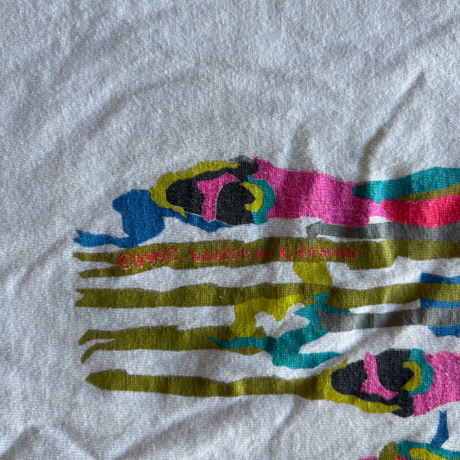 Vintage 90s Bicycle Art Shirt Size XL White Colorful 1992 Andrew Carson Bike gallery