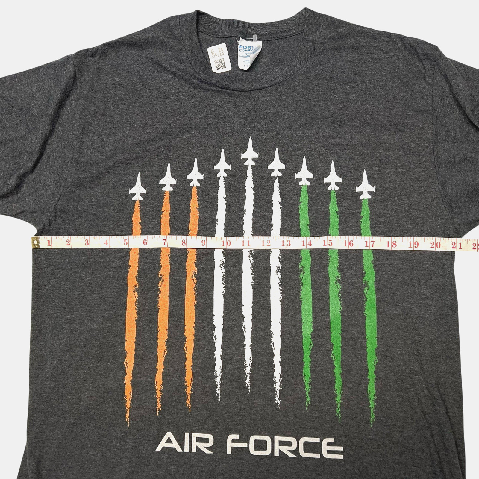 New Port & Company Air Force T Shirt Large Orange White Green India Flag Colors gallery
