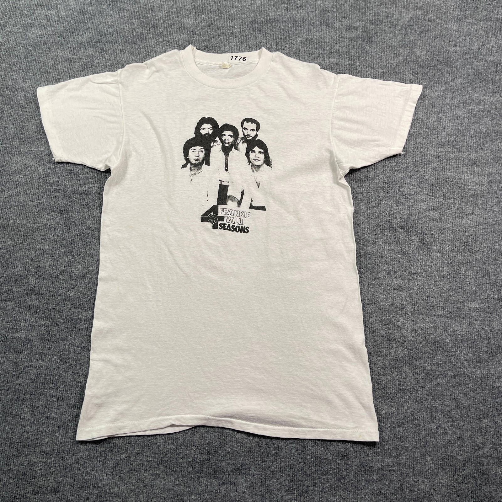 Vintage 70s Frankie Valli And The Four Seasons Band Shirt Medium 19×28 White
