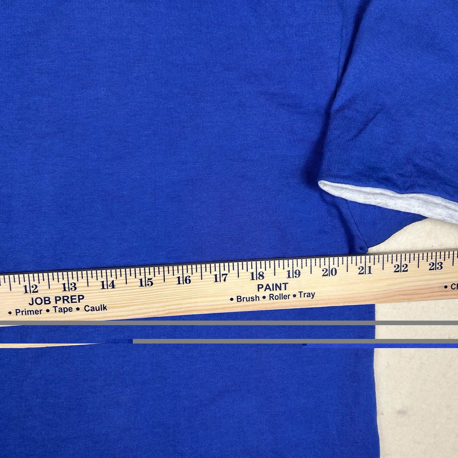 Vintage Single Stitch Double Cuff Fruit Of The Loom Blue Size Large Made In USA gallery