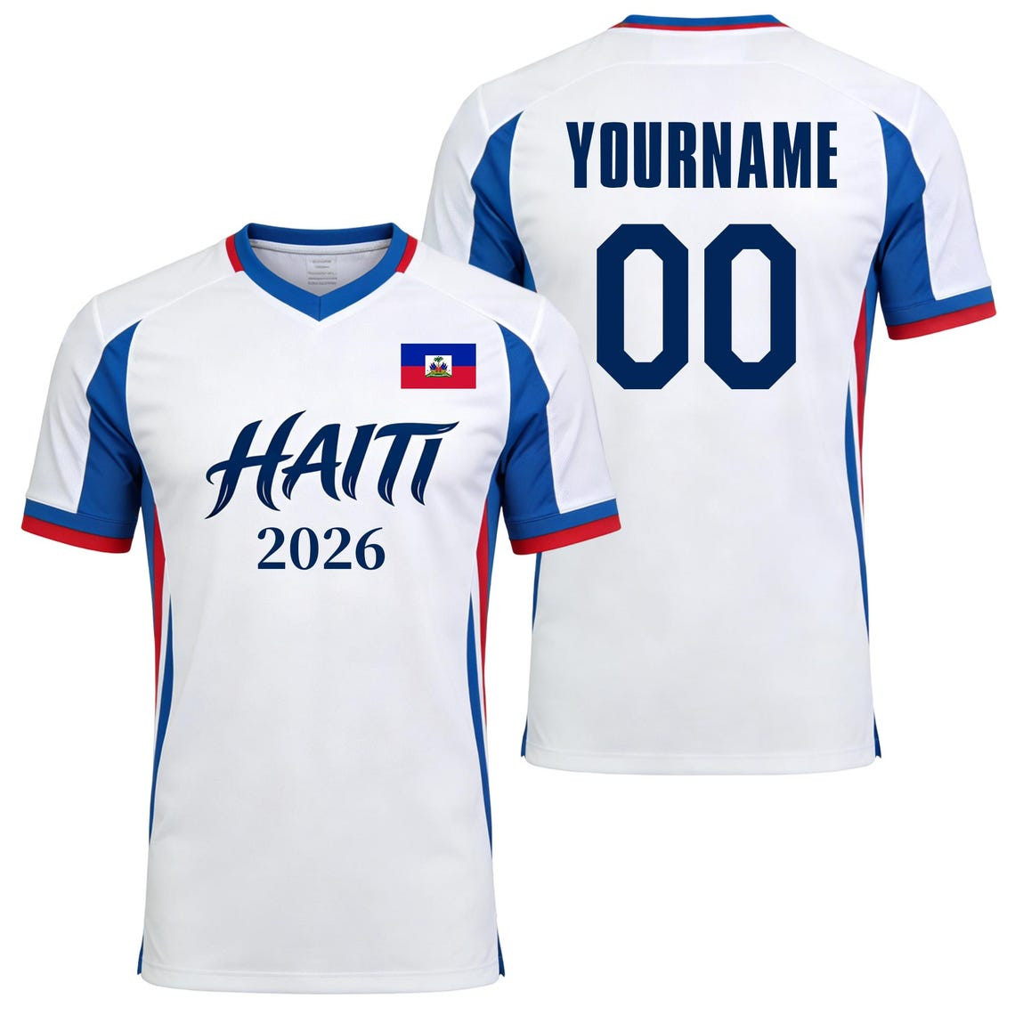 Haiti W- Cup 2026 Soccer Jersey Custom Name Number Mesh V-Neck T-Shirt gallery