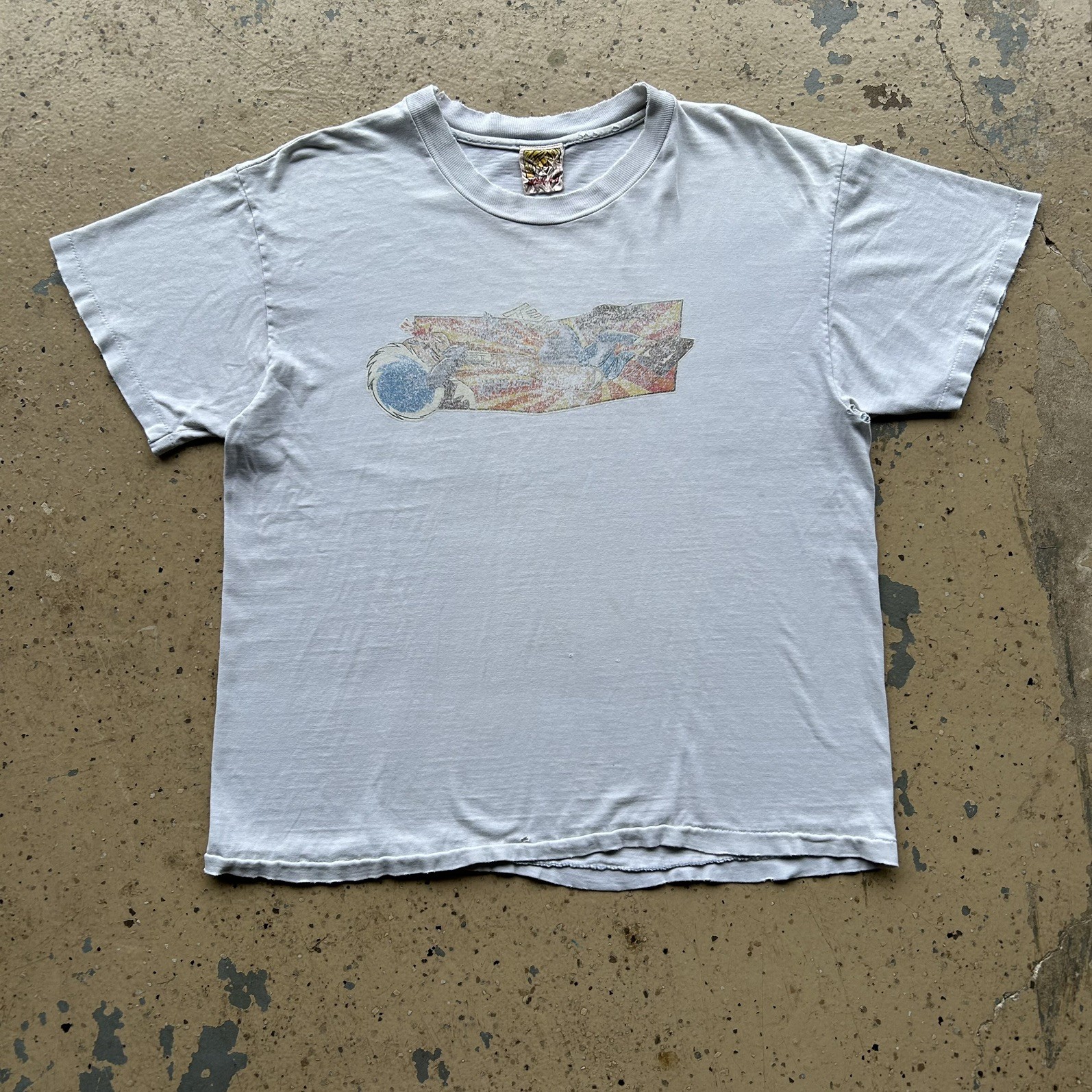 RARE Vintage Early 90s Hook-Ups Anime Tee L Box Logo Girl Kicking With Suitcase gallery
