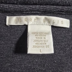 Perry Ellis Men’s Large Charcoal Gray Waffle Knit 100% Cotton Shirt Turkey