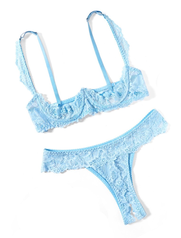 Sexy Underwire Push Up Lingerie Set See Through Panty 2 Piece Sheer Lingerie …