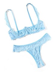 Sexy Underwire Push Up Lingerie Set See Through Panty 2 Piece Sheer Lingerie …