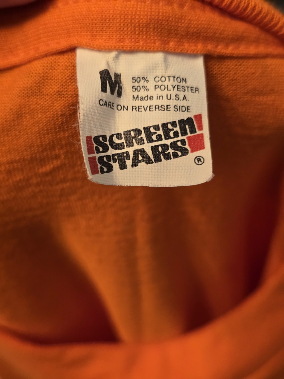 Vintage Screen Stars Blank Orange Shirt Size Medium 80’s Single Stitch USA gallery