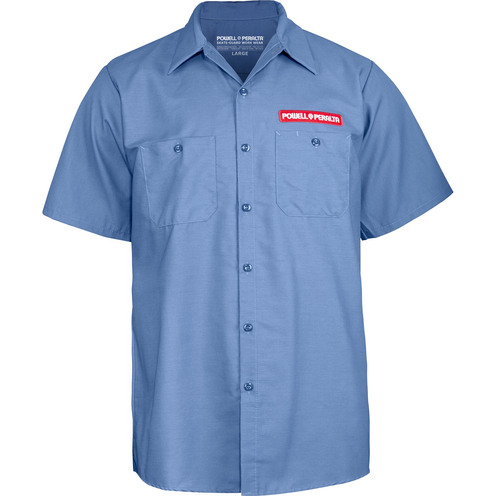 Powell Peralta Skateboards Work Shirt Skateboard Skeleton Postal Blue