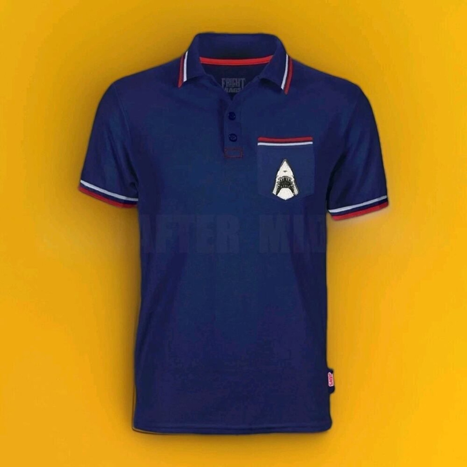 Fright Rags JAWS Blue Golf Polo Movie Shirt Embroidered 2XL Horror Shark New gallery