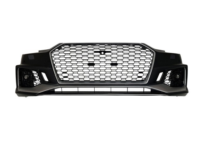 For 17-19 Audi B9 A4, RS4 Style Front Bumper with Chrome Front Grille w/PDC