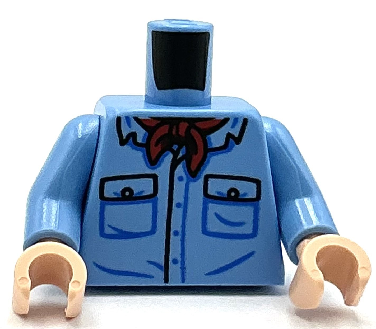 Lego New Minifigure Medium Blue Torso Shirt w/ 2 Pockets Blue Buttons Part