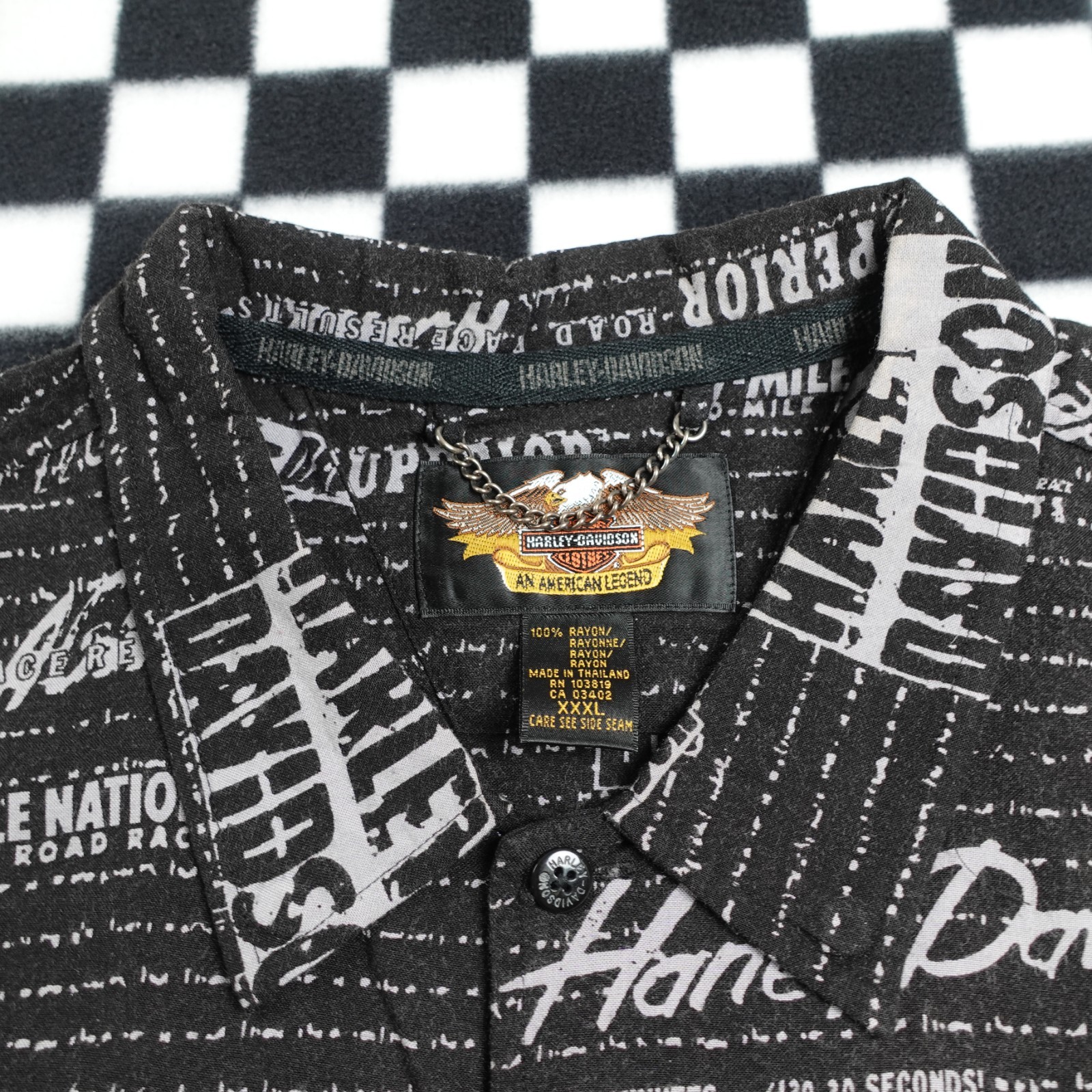 Vintage Harley Davison biker Hawaiian style all over print button up Shirt 3XL gallery