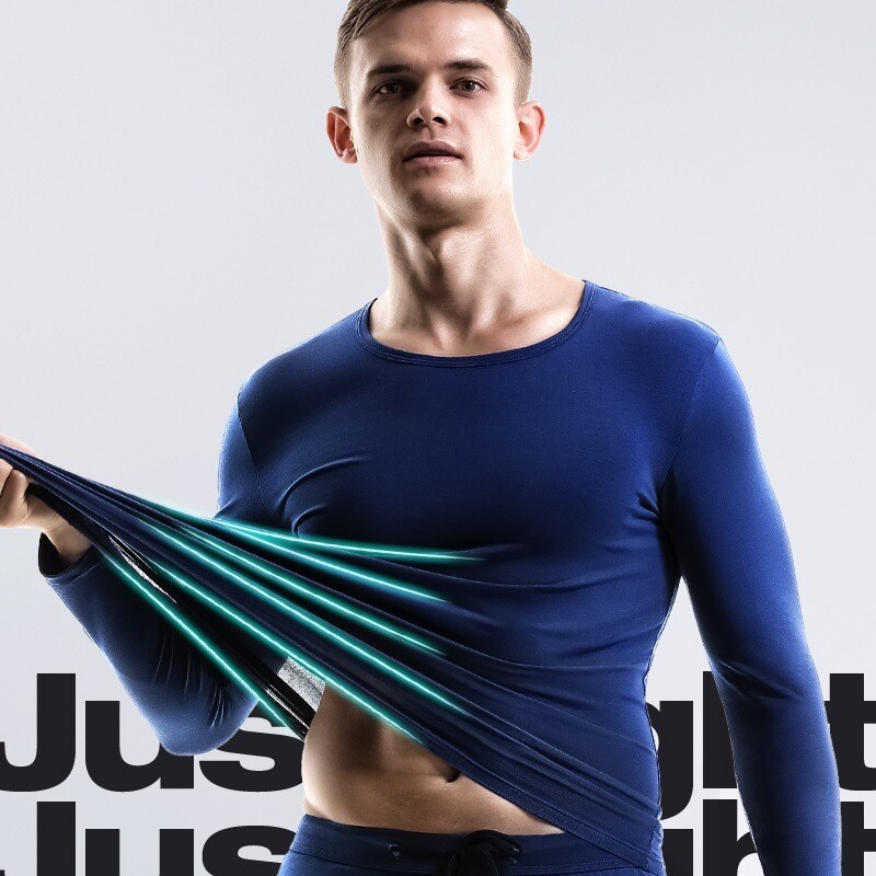 Men's O-neck Undershirts Long Sleeve T-shirts Casual Solid Top Homewear Thin gallery