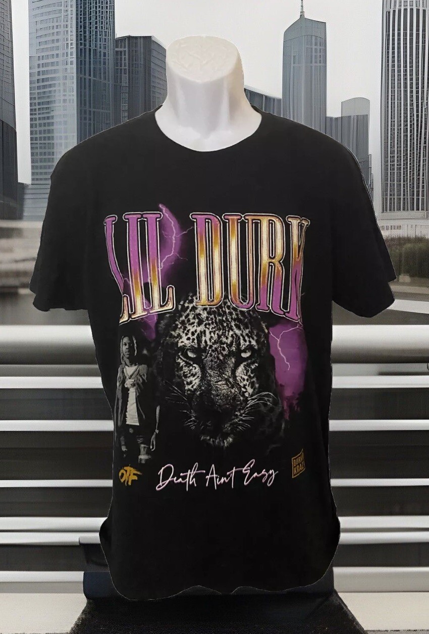 Lil Durk Death Ain’t Easy Otf Official Black T Shirt Size L Hip Hop Rapper gallery