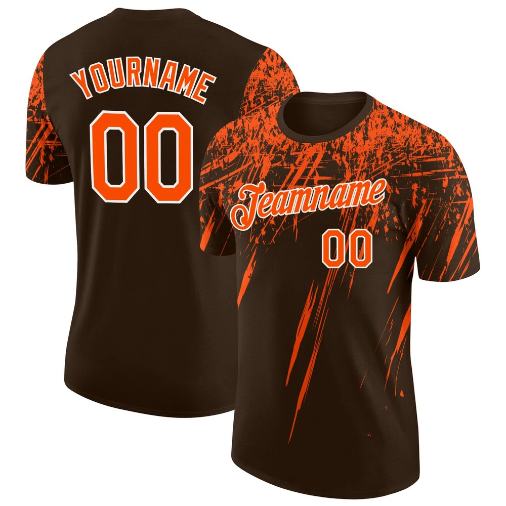 Custom Brown Orange Distressed Art Shirt Unique Birthday Gift For Men