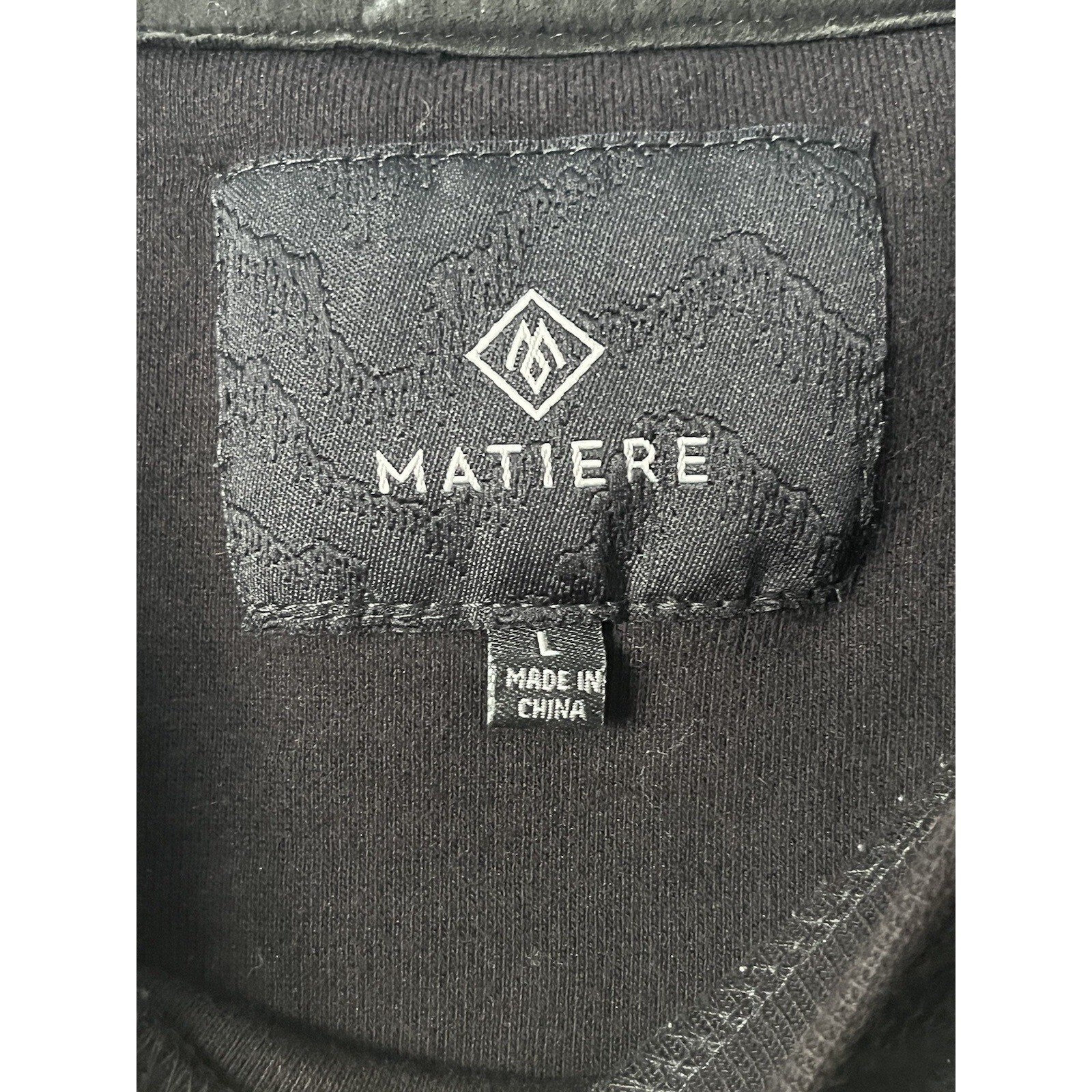 Matiere Men's LG Long Sleeve Crew Neck Black textured Shirt kangaroo pocket gallery