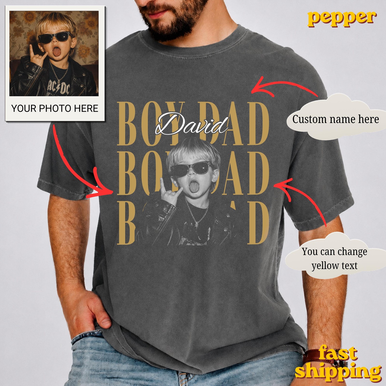 Personalized Dad Photo T-Shirt, Custom Fathers Day Gift Tee gallery
