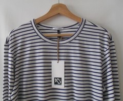 10 DAYS Humans – Long Sleeve Striped Cotton T-Shirt Blue White S/M = 44/46