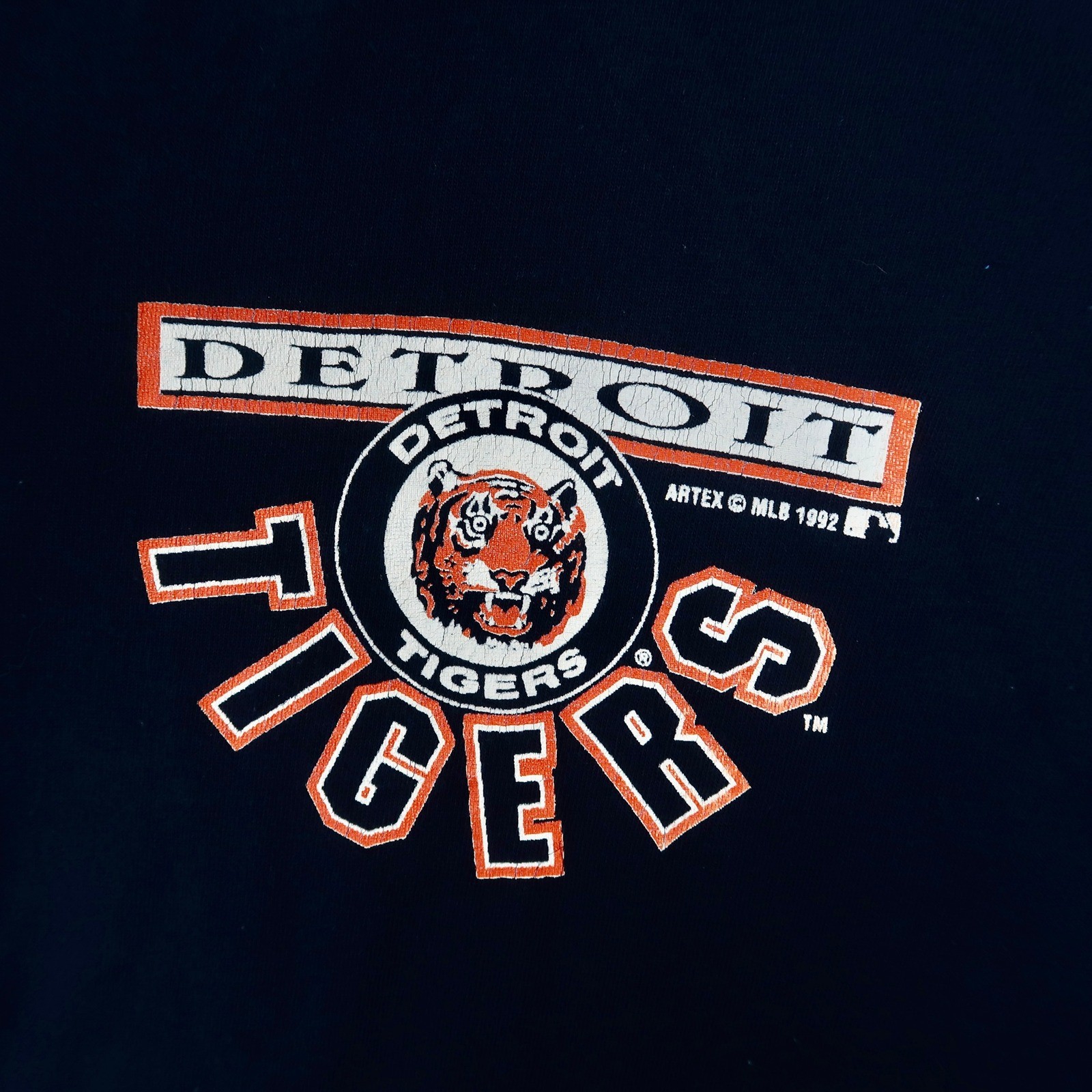 Vintage 1992 Detroit Tigers Henley Shirt Mens XL Navy Blue Artex MLB Made in USA gallery