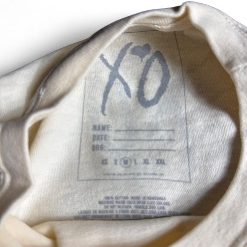 The Weeknd XO Nav Good Intentions Long Sleeve Shirt Cream Smiley Face Mens M gallery