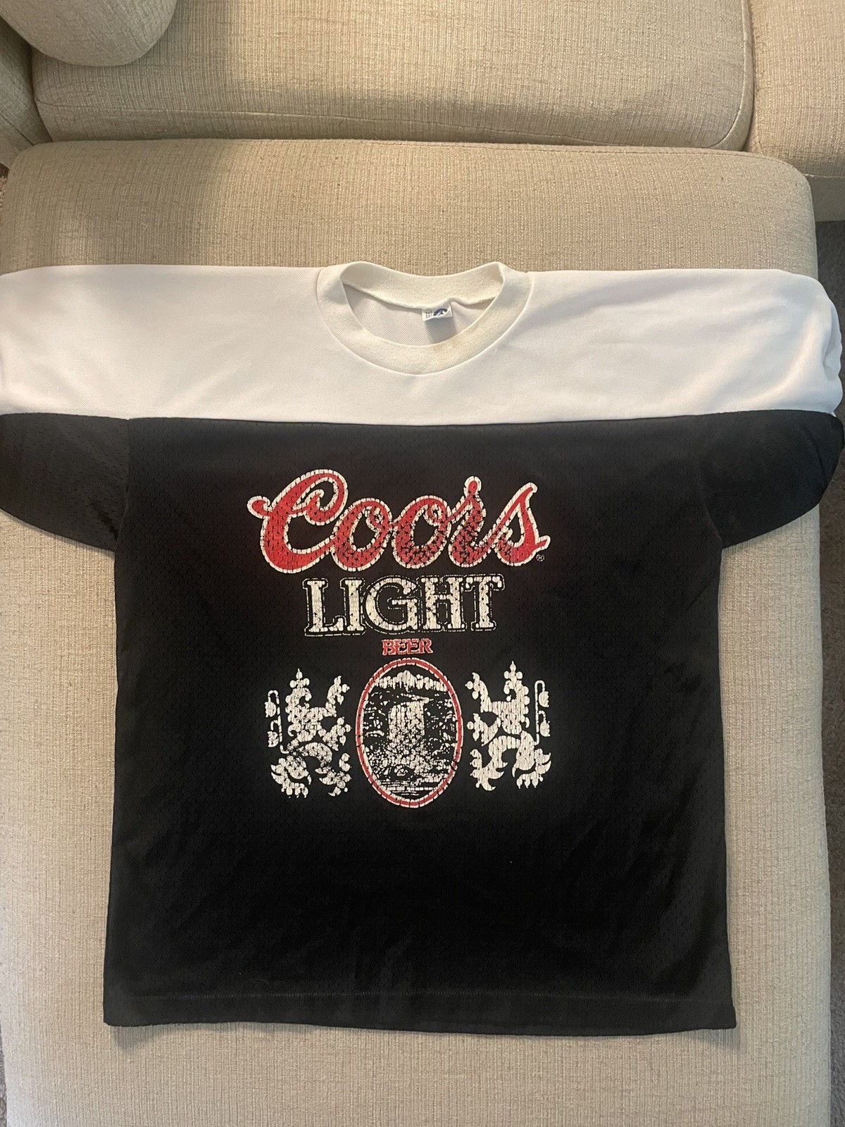 Vintage 1970s 1980s Coors Light Beer Logo Mesh Jersey T Shirt Medium Artex