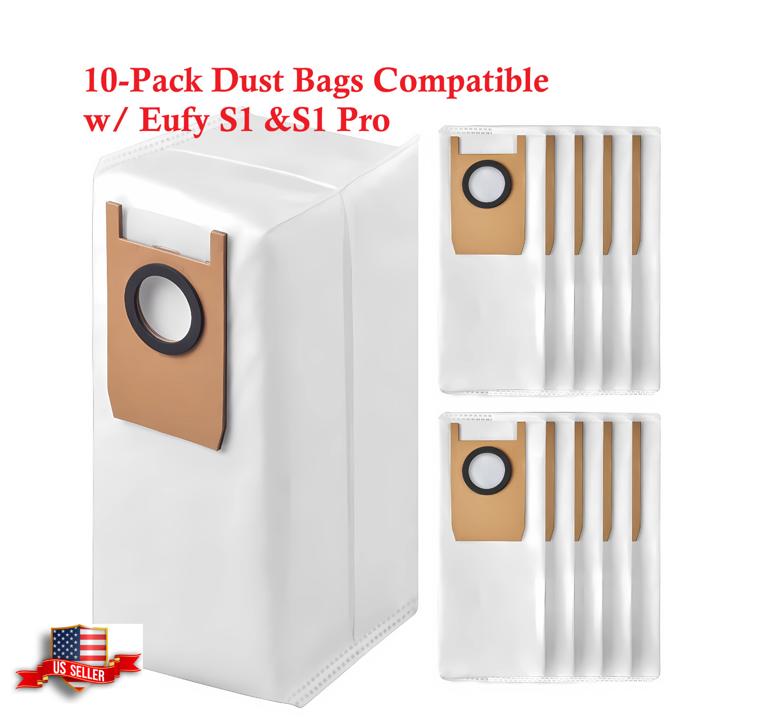Eufy S1 & S1 Pro Dust Bags, 10-Pack Vacuum Cleaner Replacement Bags with 2.5L Ca