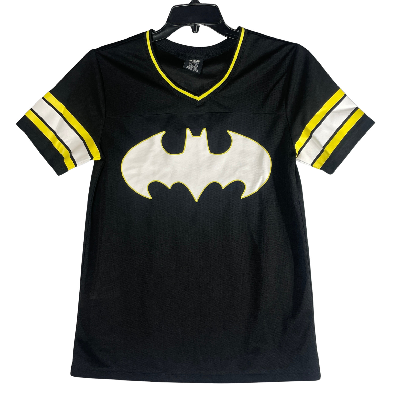 Batman DC Comics SMALL Black Yellow Football Pullover Jersey Tee Shirt gallery