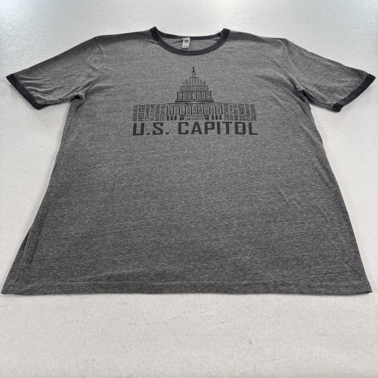 Vintage Washington DC United States Capitol Ringer Shirt Gray Rare Made In USA gallery