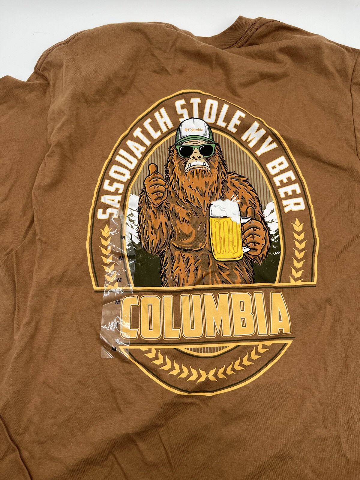 Columbia X Big Foot X Sasquatch Stole My Beer Adults Sz M Brown Tshirt gallery