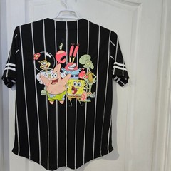 Nickelodeon SpongeBob Baseball Jersey Large Black Pinstripe