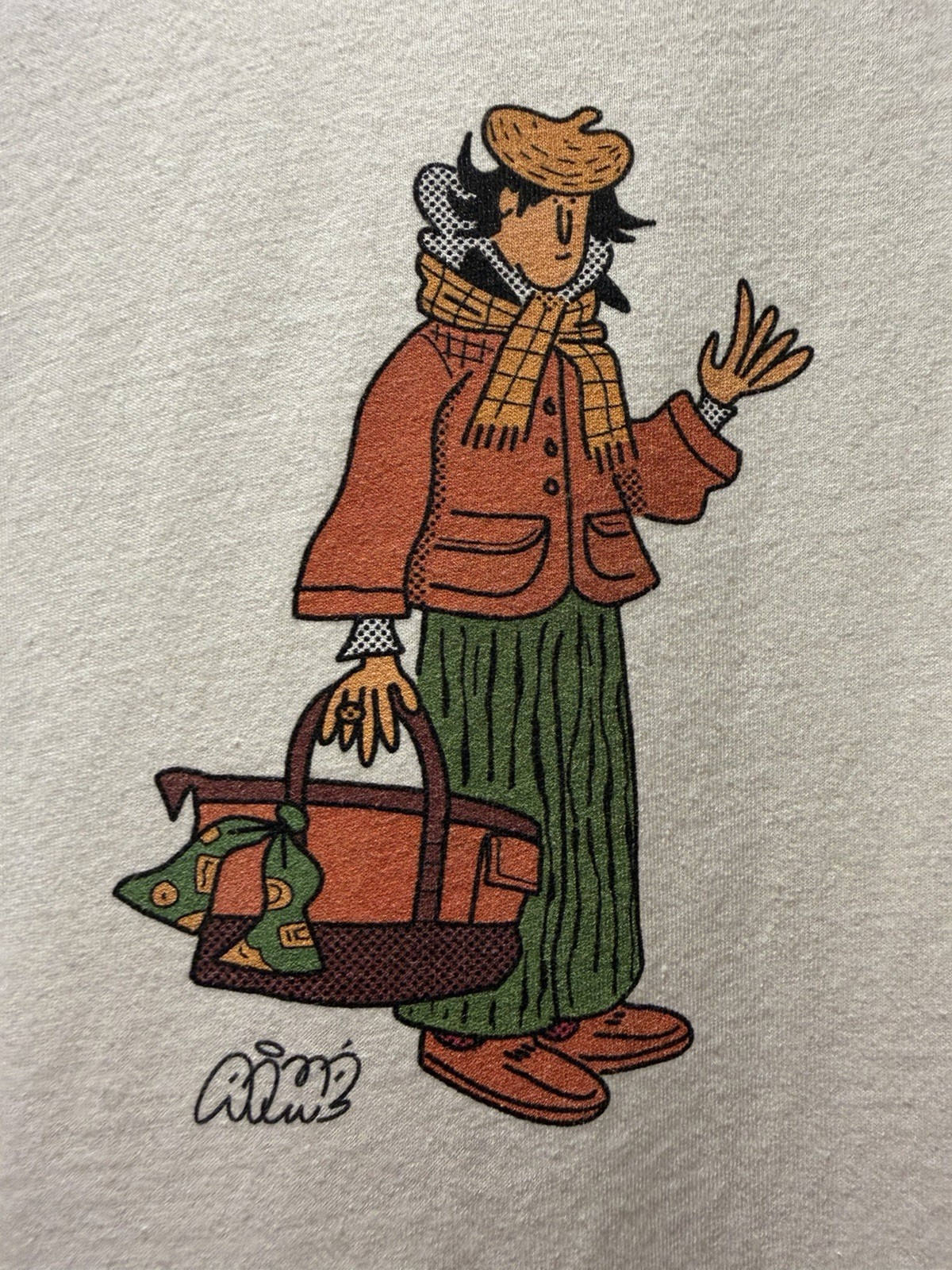 Aime Leon Dore Men's T-shirt Size LVOLOT CREAM Men with Suitcase Size L Rare gallery