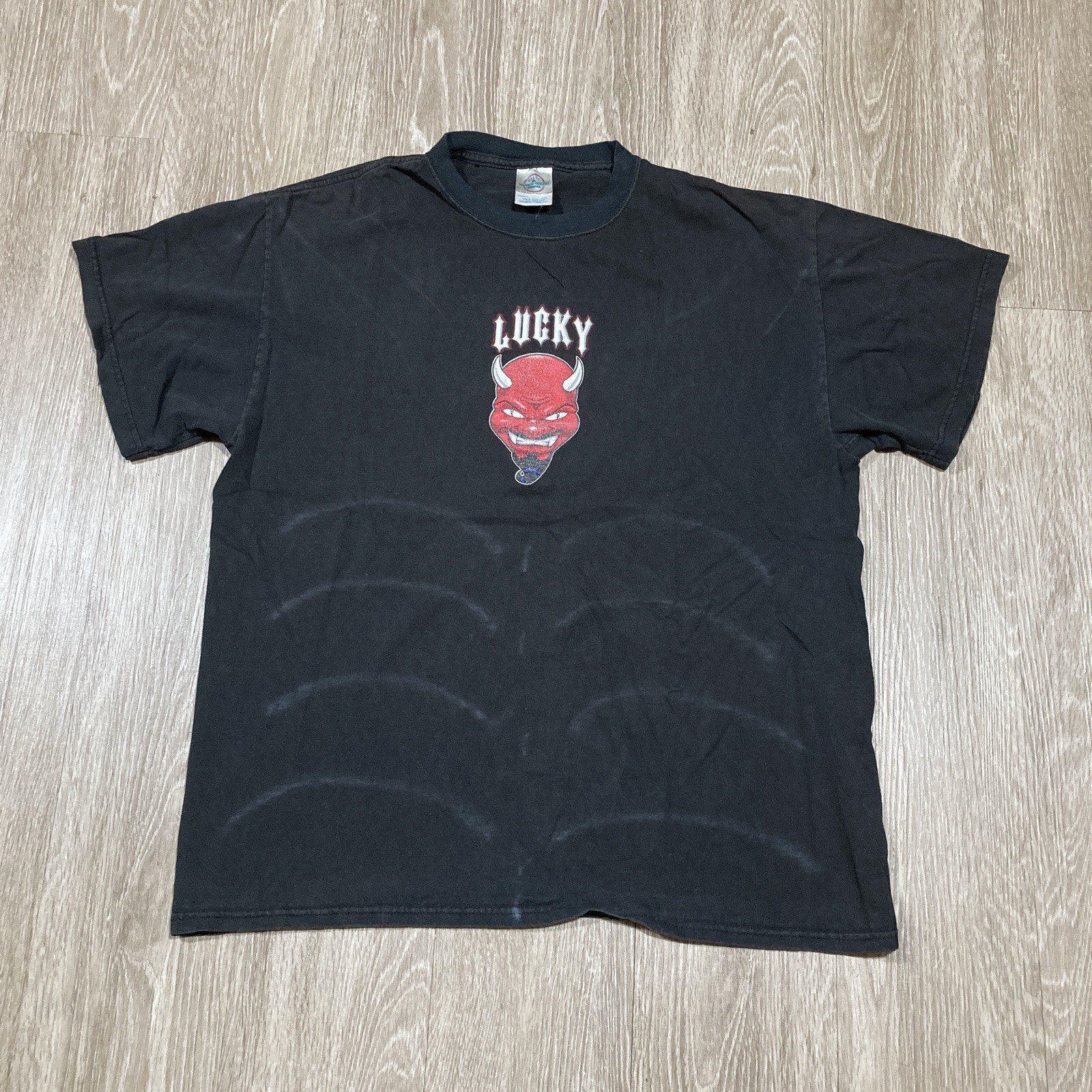 Lucky Shirt L Vintage 90s 00s Devil Skating Skater Skateboard Skate Tee
