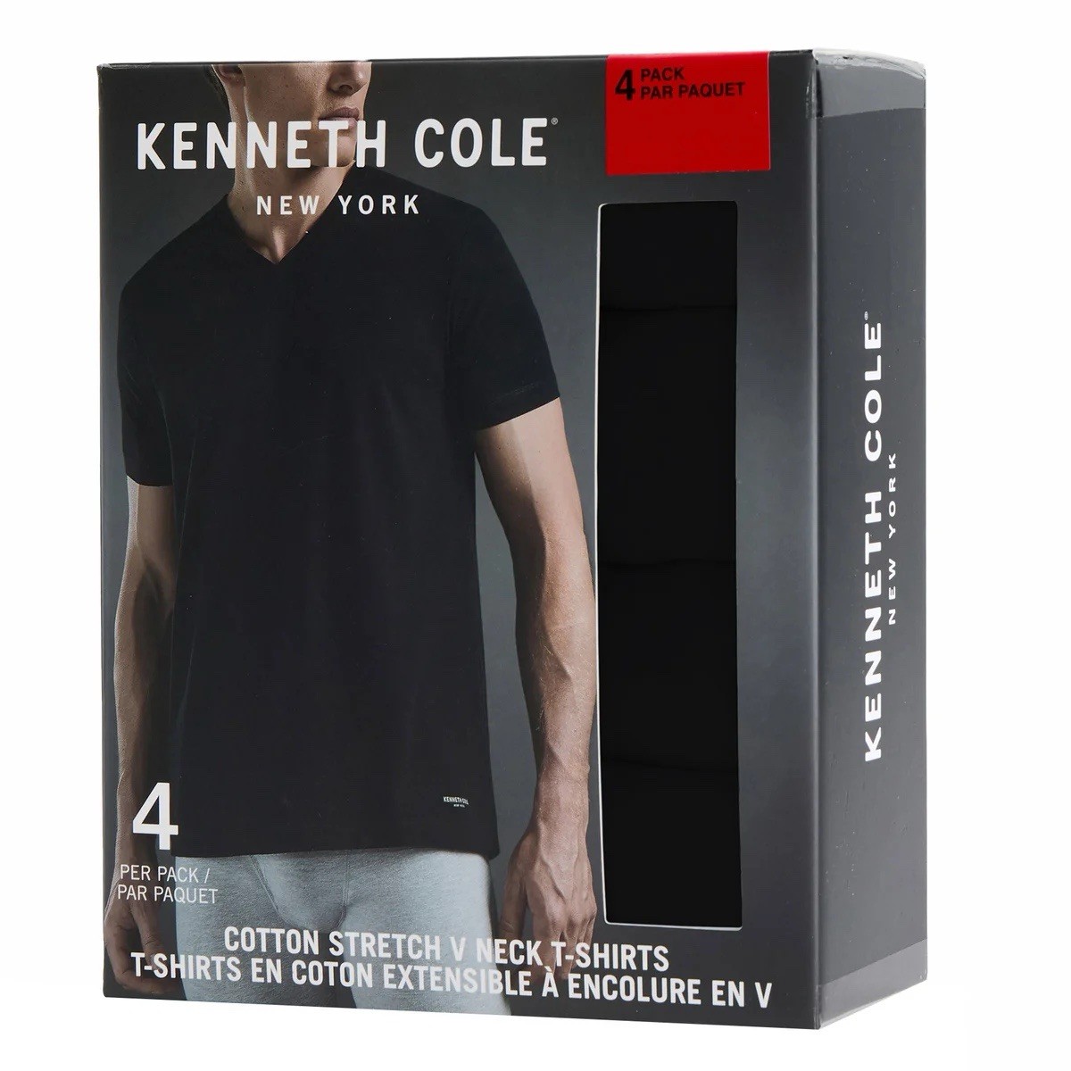Kenneth Cole Men's V-Neck T-Shirt 4-pack White 🔝🔝🔝🔝🔝🔝🔝 LARGE gallery