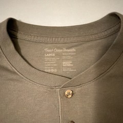 Fresh Clean Threads Men’s Gray Solid Henley Long Sleeve Cotton Knit Tee, L