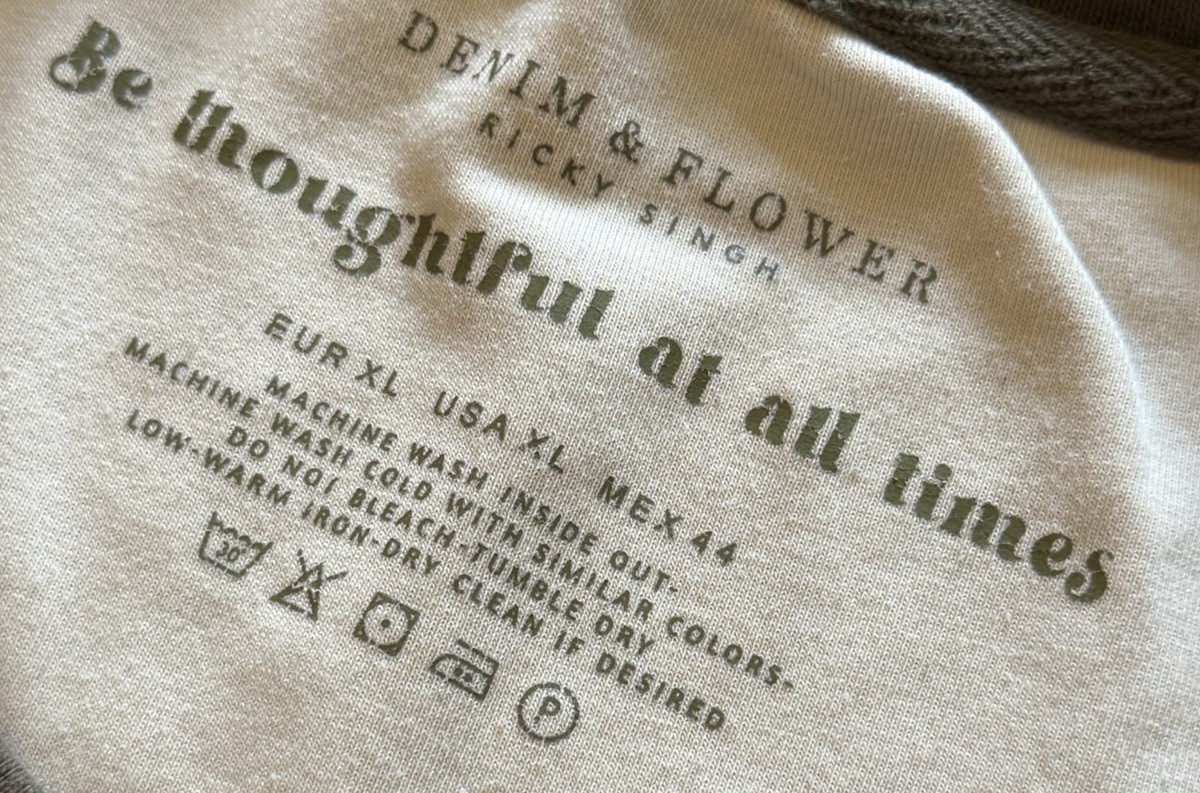 Denim & Flower New York Colorblock Raglan T-Shirt Beige/Blue Cotton Jersey XL gallery