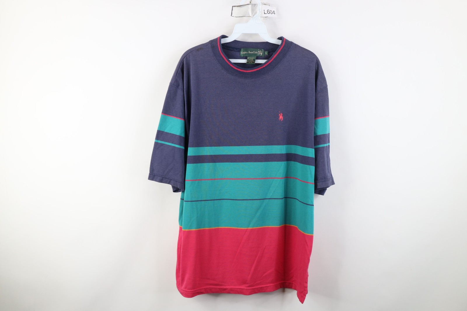 Vintage 90s Streetwear Mens Large Distressed Striped Color Block Knit T-Shirt gallery