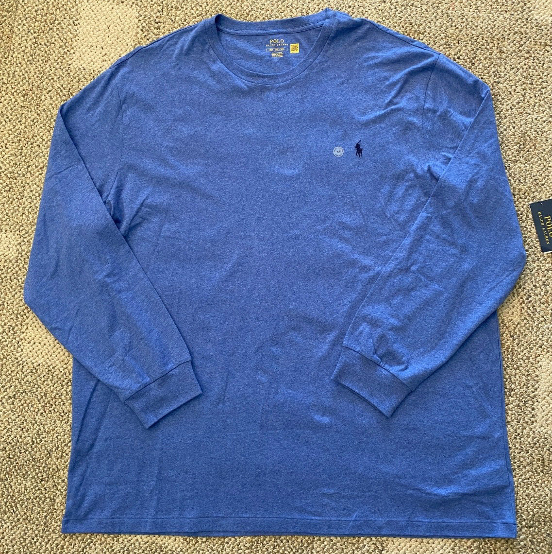 Polo Ralph Lauren T-Shirt Long Sleeve 100% Cotton Blue Mens Size 3LT TALL gallery