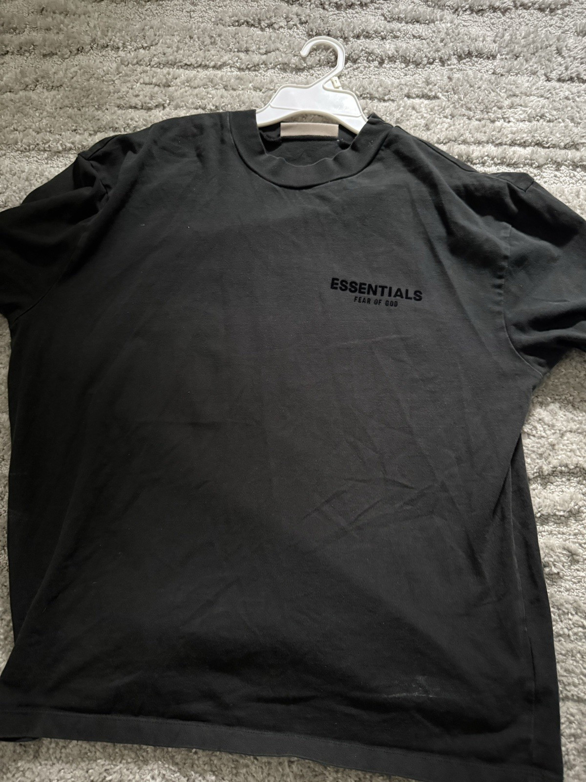 Essentials Fear of God ESSENTIALS Men's Black Logo Cotton T-Shirt Size M gallery