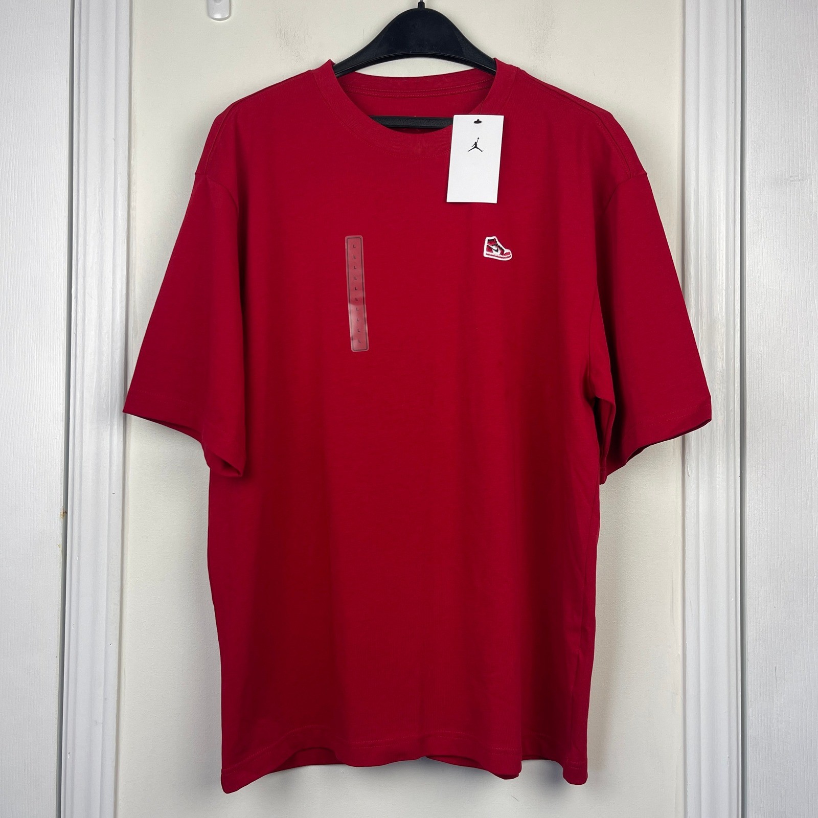NEW Jordan AJ1 Sneaker Patch Mens L Cotton Short Sleeve T Shirt Red gallery