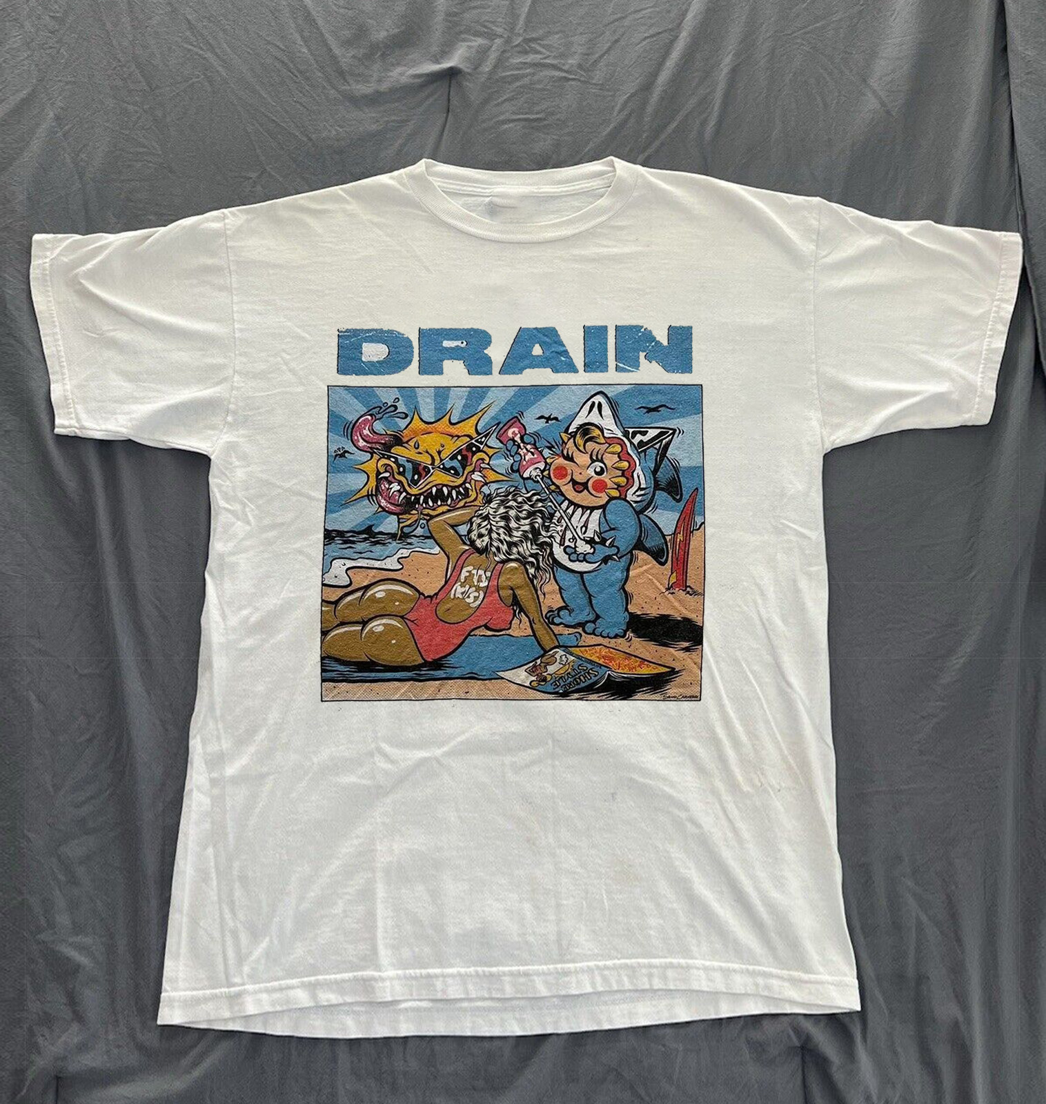 Drain Band White Tour T-Shirt Adult Unisex Full Size Hardcore Punk WA167 gallery