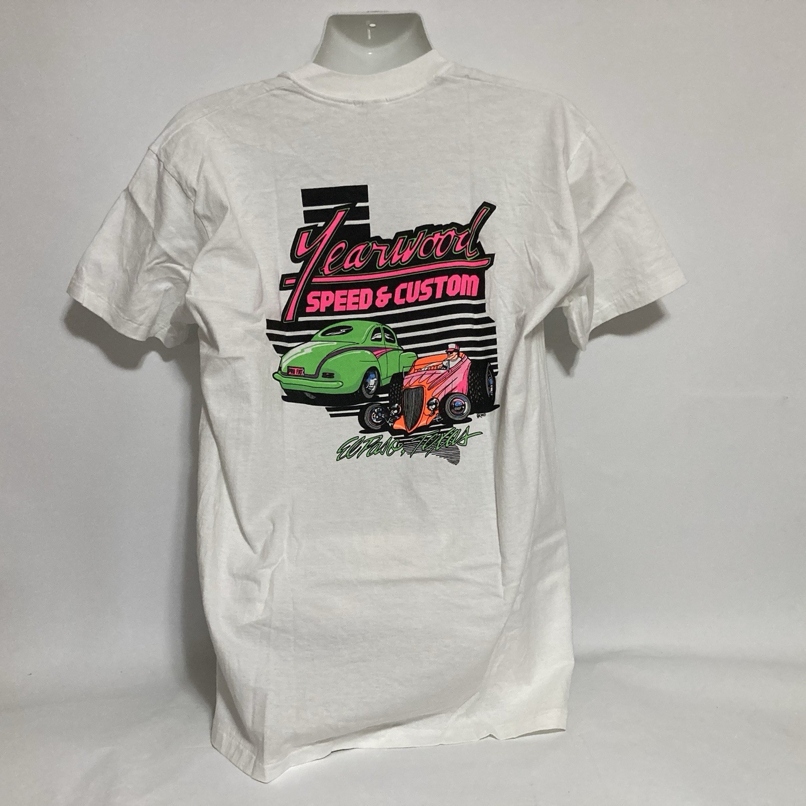 Vintage 1980s Yearwood Speed & Custom Hot Rod Car Men's XL T-Shirt El Paso Texas gallery