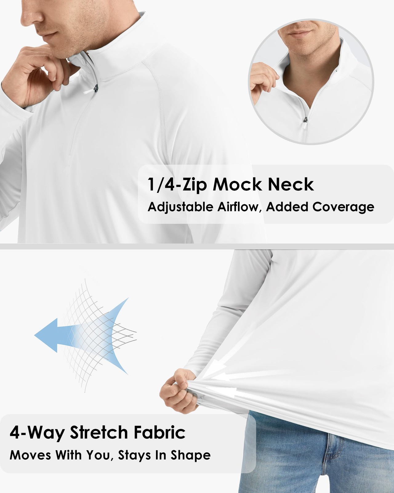 SPF Shirts for Men UPF 50 Shirts Long Sleeve Mens Quarter Zip Pullover Golf L... gallery