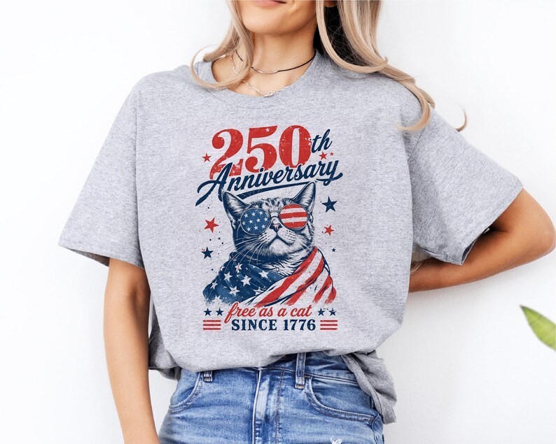 Free As a Cat Shirt, USA 1776–2026 T-Shirt, 250th Years of Shirt gallery